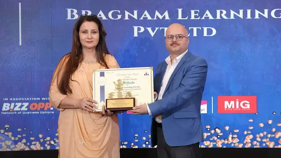 bragman learning private limited honoured as the best education company at a prestigious gala event in delhi